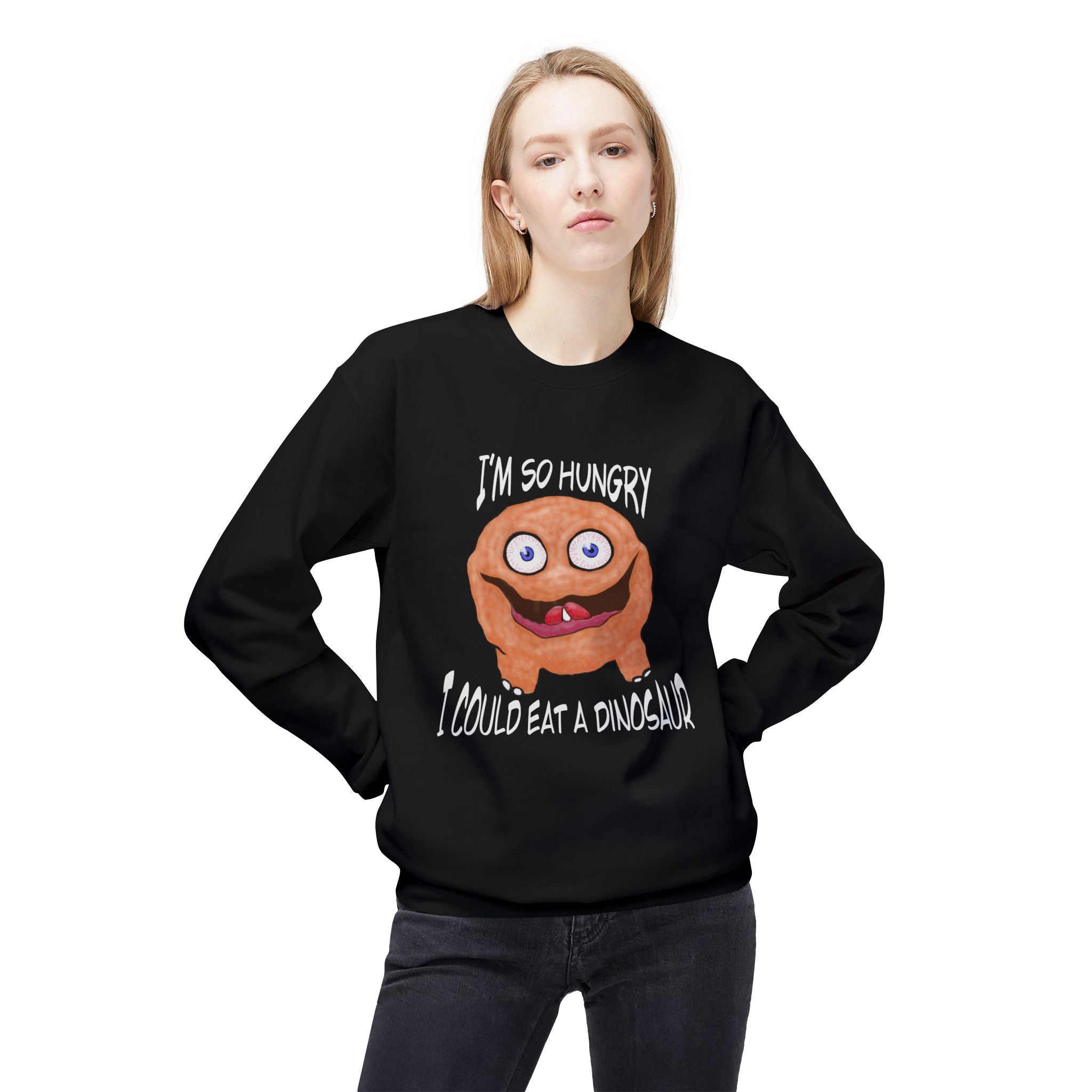 Dungeon Crawler Carl Tummy Acher- "I'm So Hungry I Could Eat a Dinosaur" Crewneck Sweater