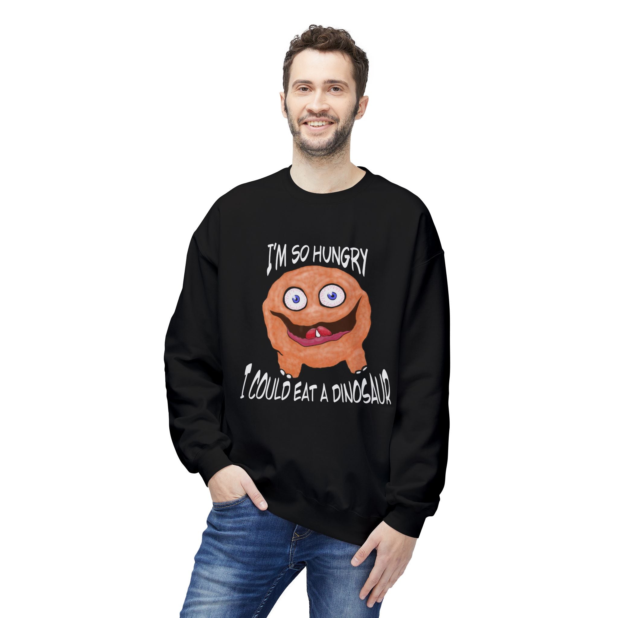 Dungeon Crawler Carl Tummy Acher- "I'm So Hungry I Could Eat a Dinosaur" Crewneck Sweater